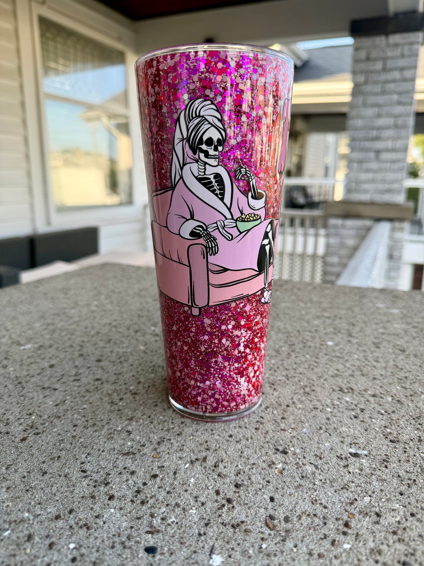 Premade 24oz: True Crime & Chill Glitter Cup